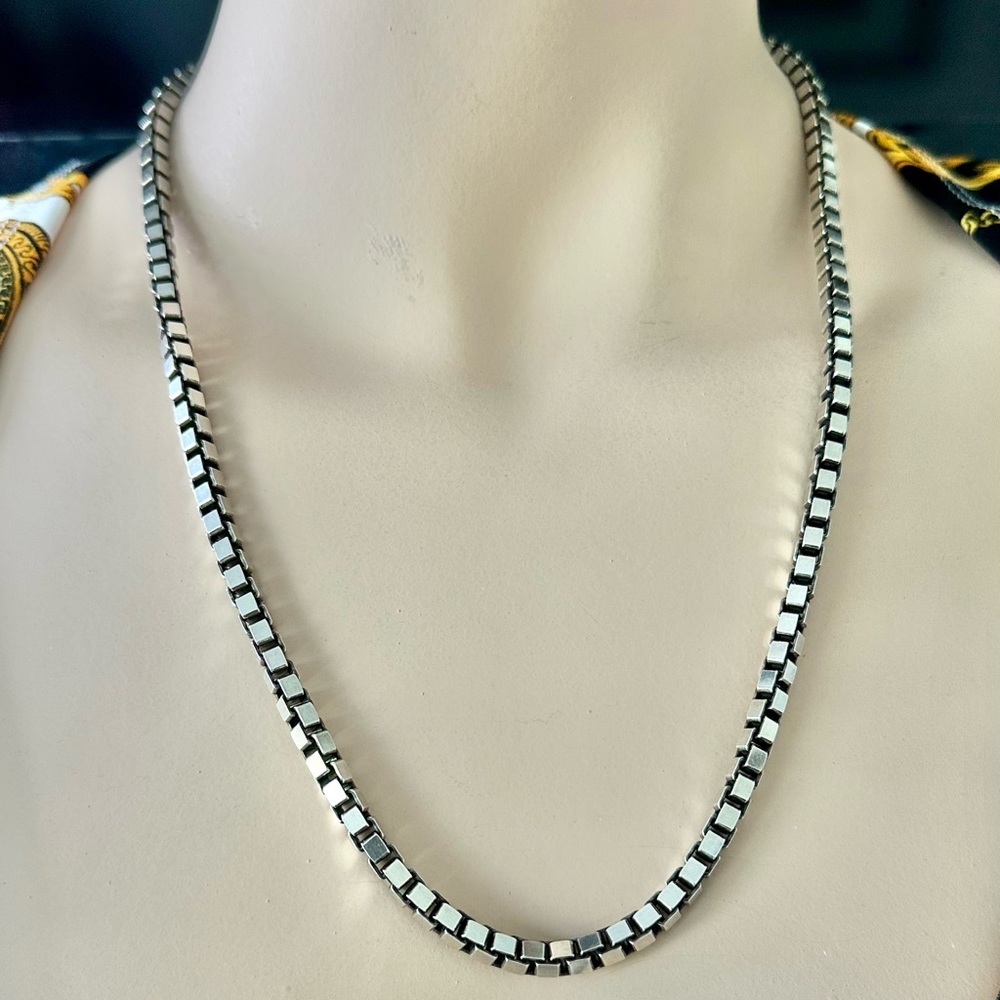 925 ITALY Sterling Silver 5mm Box Chain Men's Necklace - Picture 3 of 6